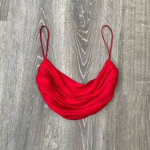 Zara red crop top with open back SZ S